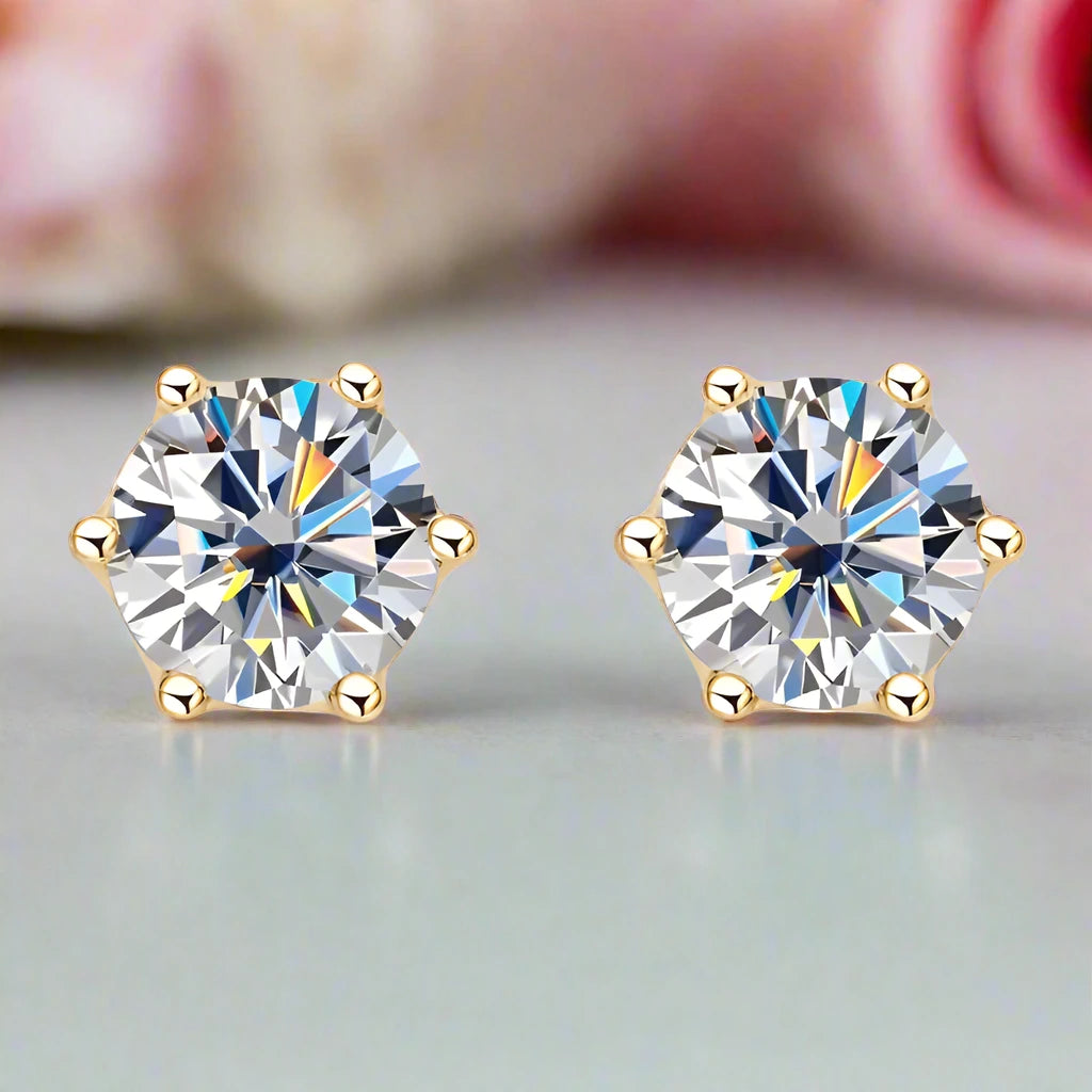 10k Solid Gold 1.0 Ct Round Cut Diamond Stud Earrings-Black Diamonds New York