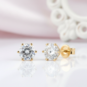 10k Solid Gold 1.0 Ct Round Cut Diamond Option Stud Earrings-Black Diamonds New York