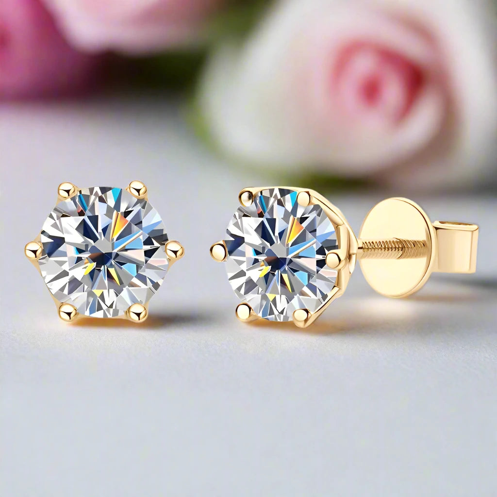 10k Solid Gold 1.0 Ct Round Cut Diamond Stud Earrings-Black Diamonds New York