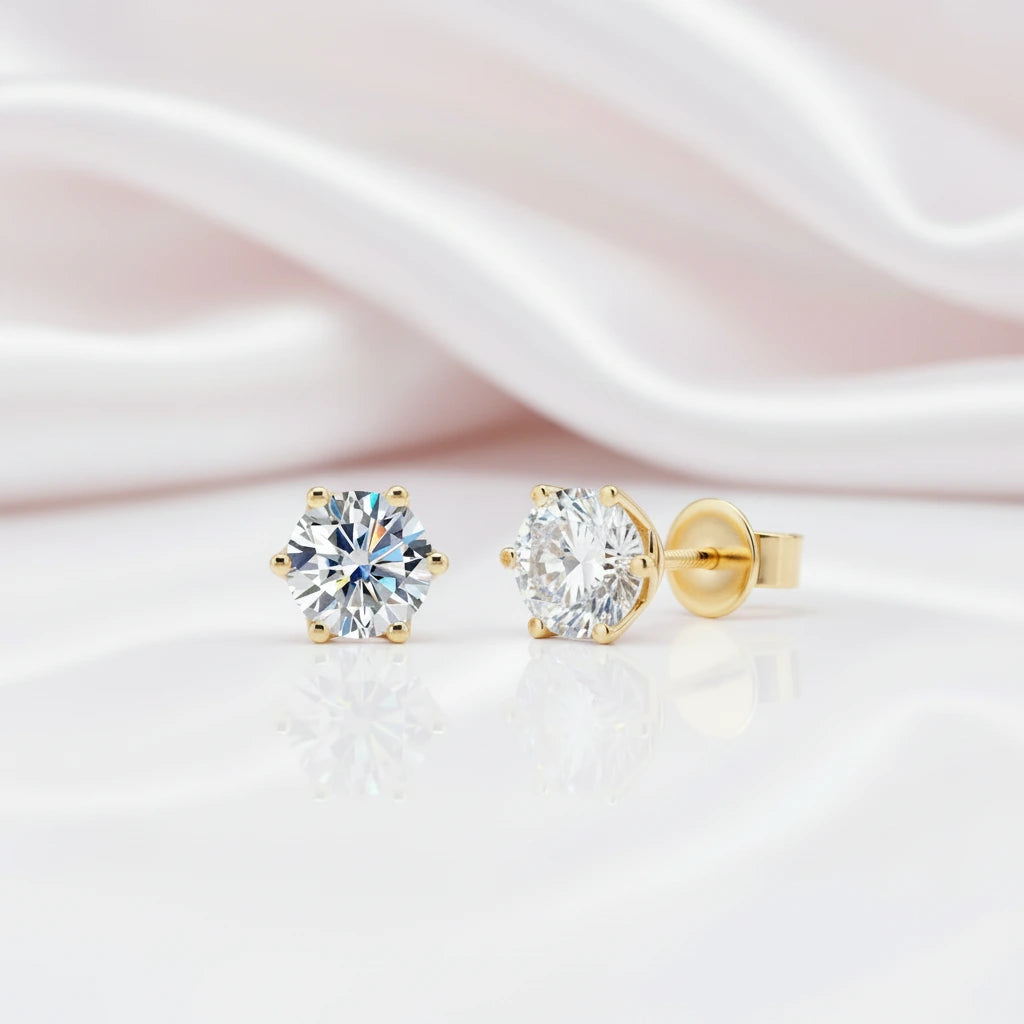 10k Solid Gold 1.0 Ct Round Cut Diamond Option Stud Earrings-Black Diamonds New York