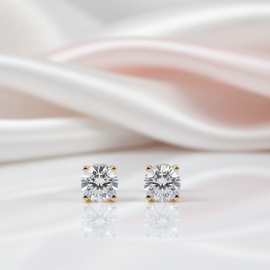 10k Solid Gold 2.0 Ct Round Cut Diamond Option Stud Earrings-Black Diamonds New York