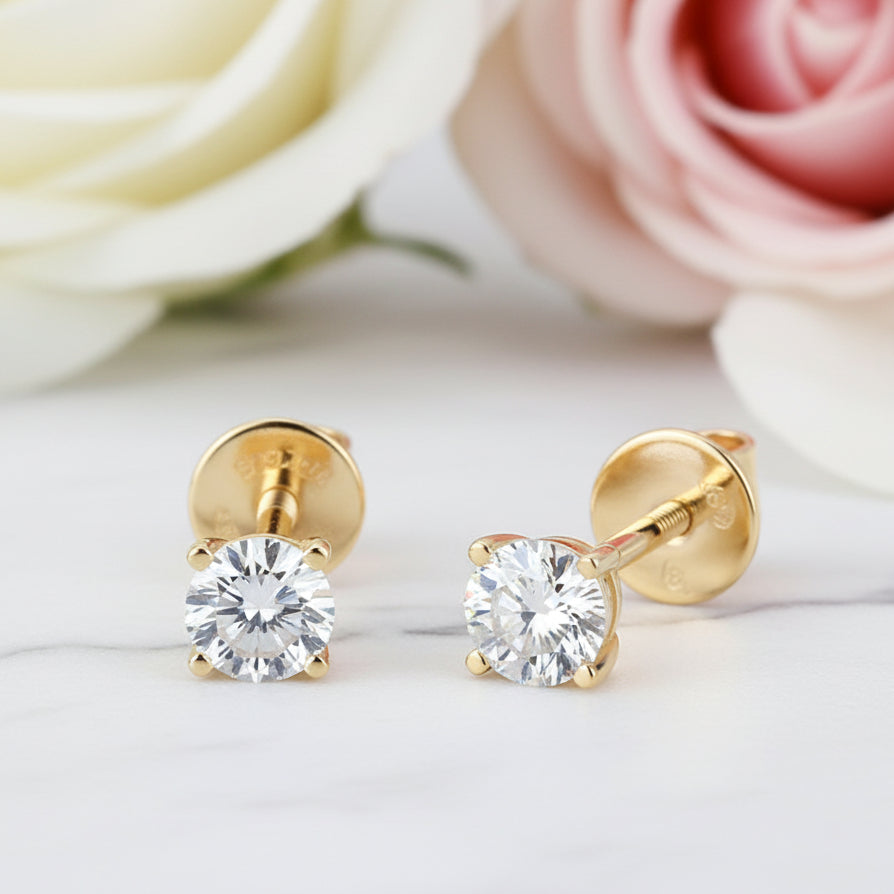 10k Gold 3mm Diamond Option Stud Earrings-Black Diamonds New York