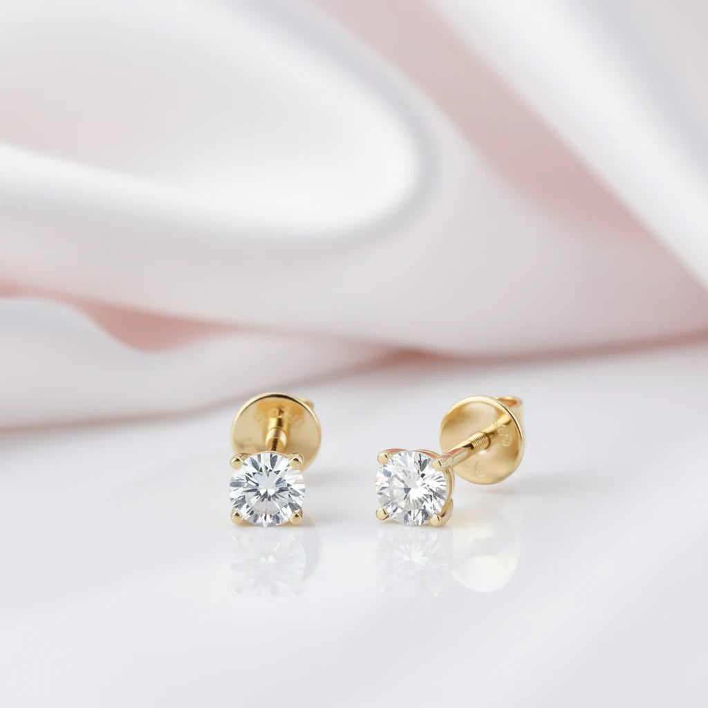 10k Gold 3mm Diamond Option Stud Earrings-Black Diamonds New York