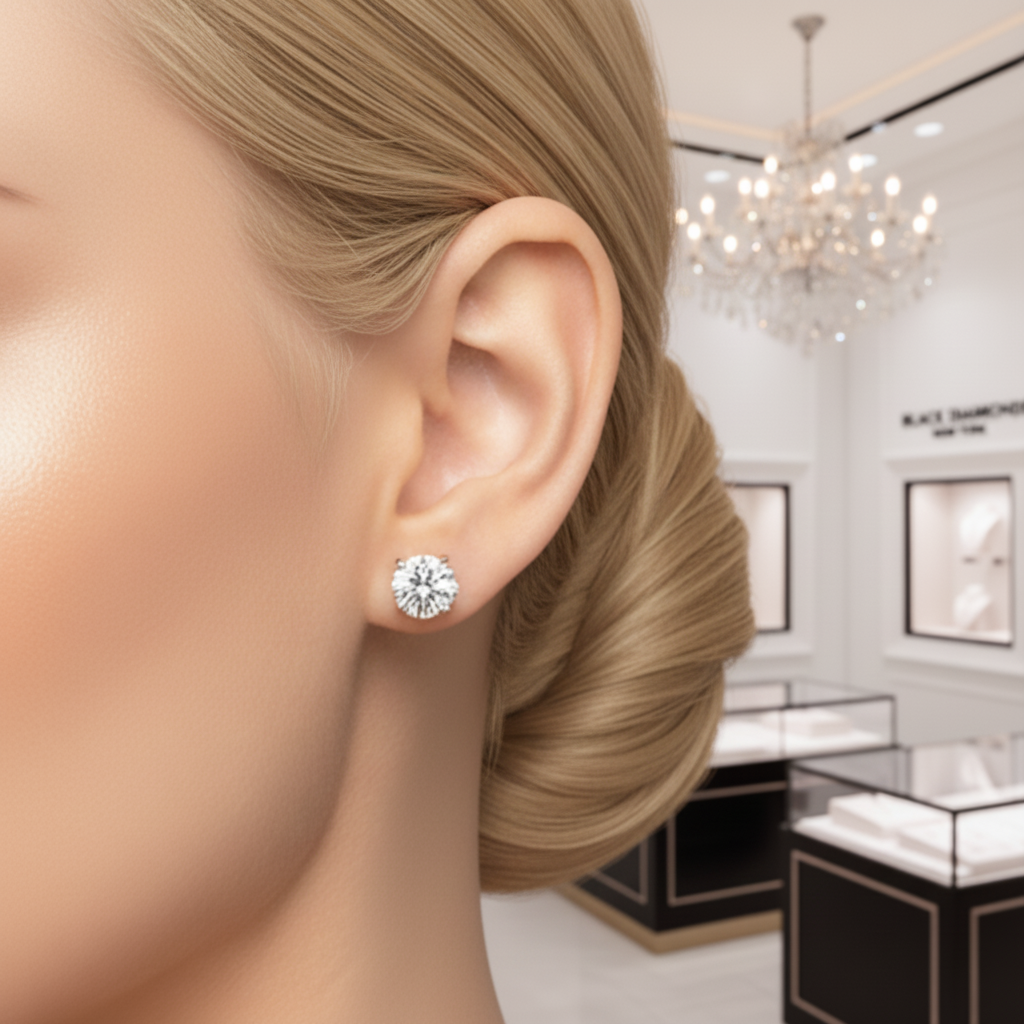 10k Gold 3mm Diamond Stud Earrings-Black Diamonds New York