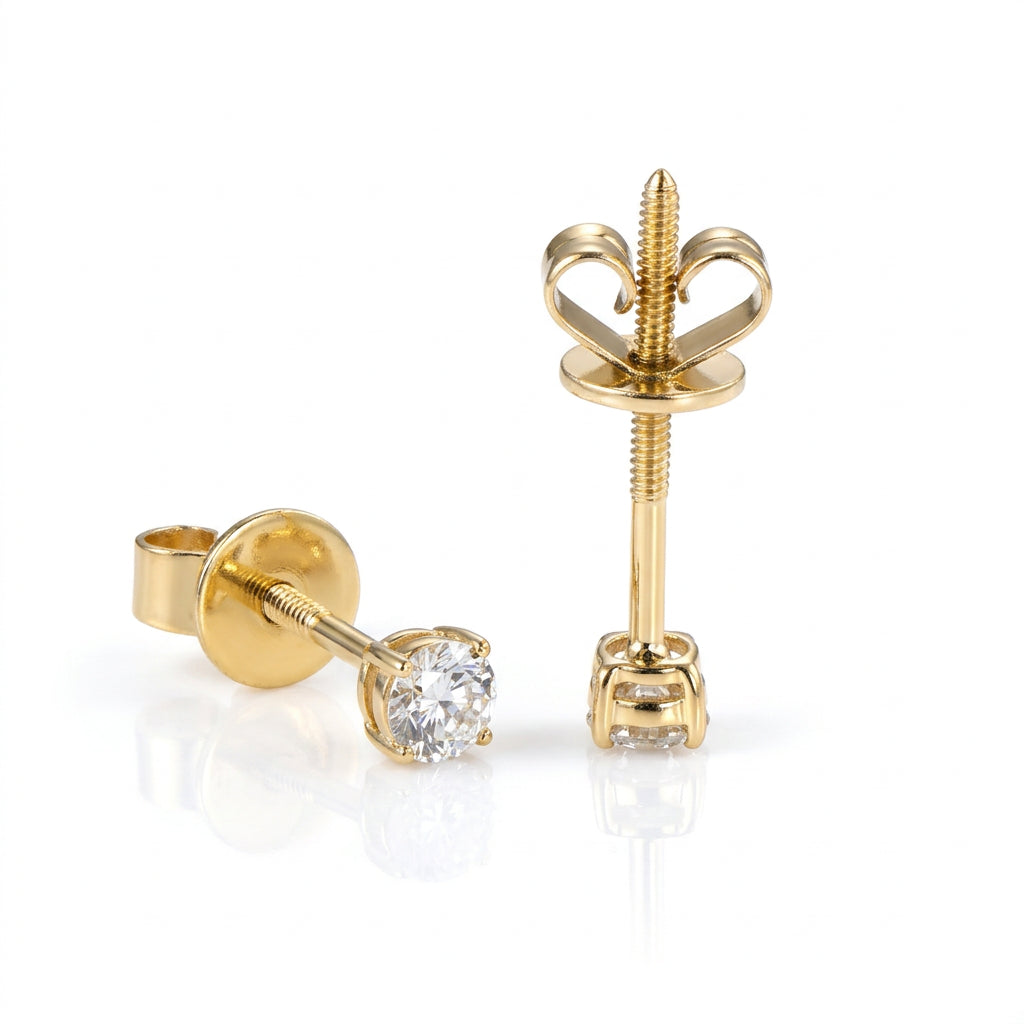 10k Gold 3mm Diamond Option Stud Earrings-Black Diamonds New York