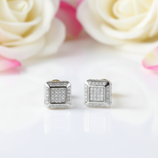 10k Solid Gold Micro Inlaid Diamond Stud Earrings-Black Diamonds New York