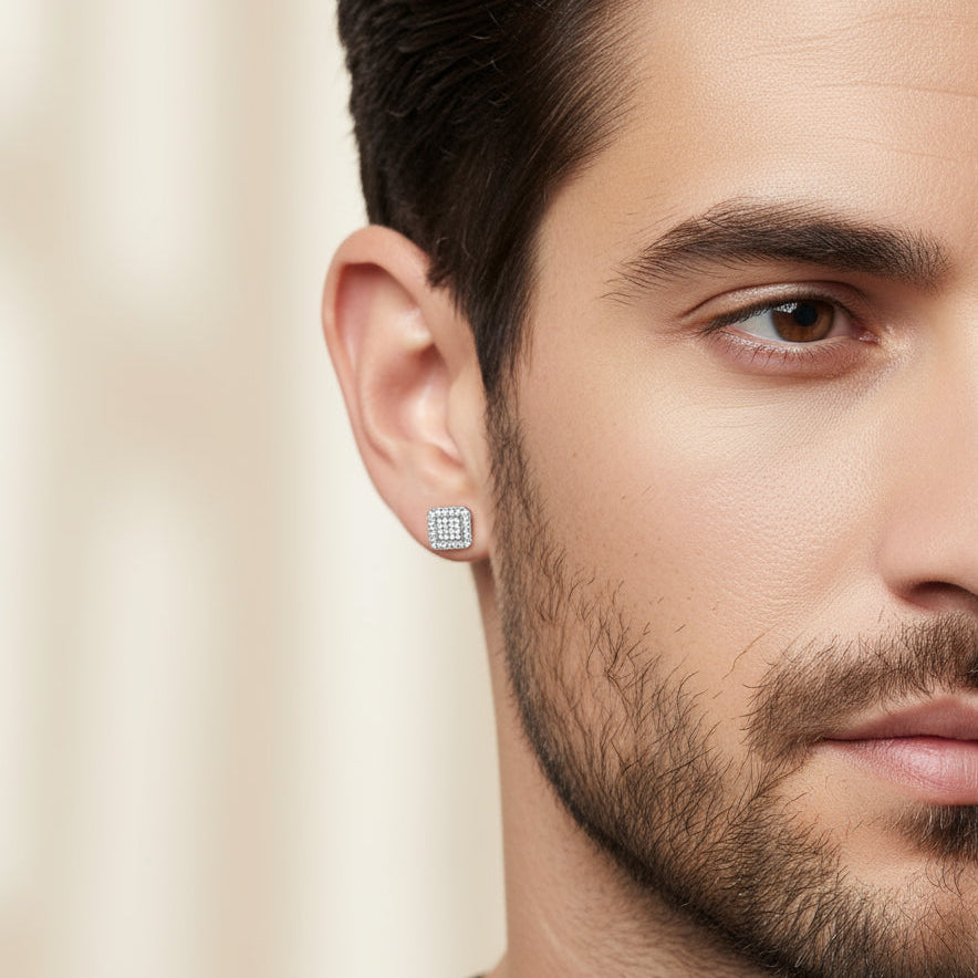 10k Solid Gold Micro Inlaid Diamond Stud Earrings-Black Diamonds New York