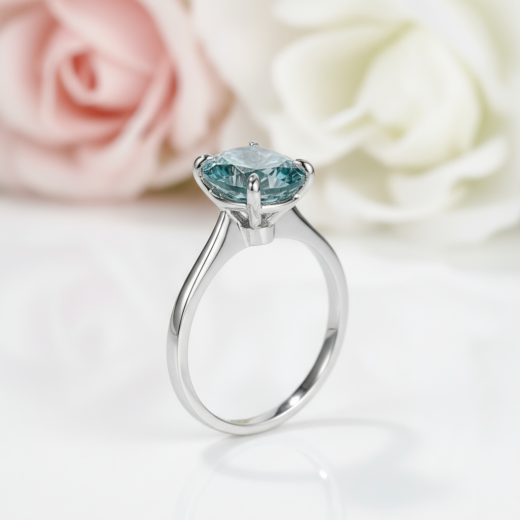 10k Solid Gold Oval Diamond Engagement Ring-Black Diamonds New York