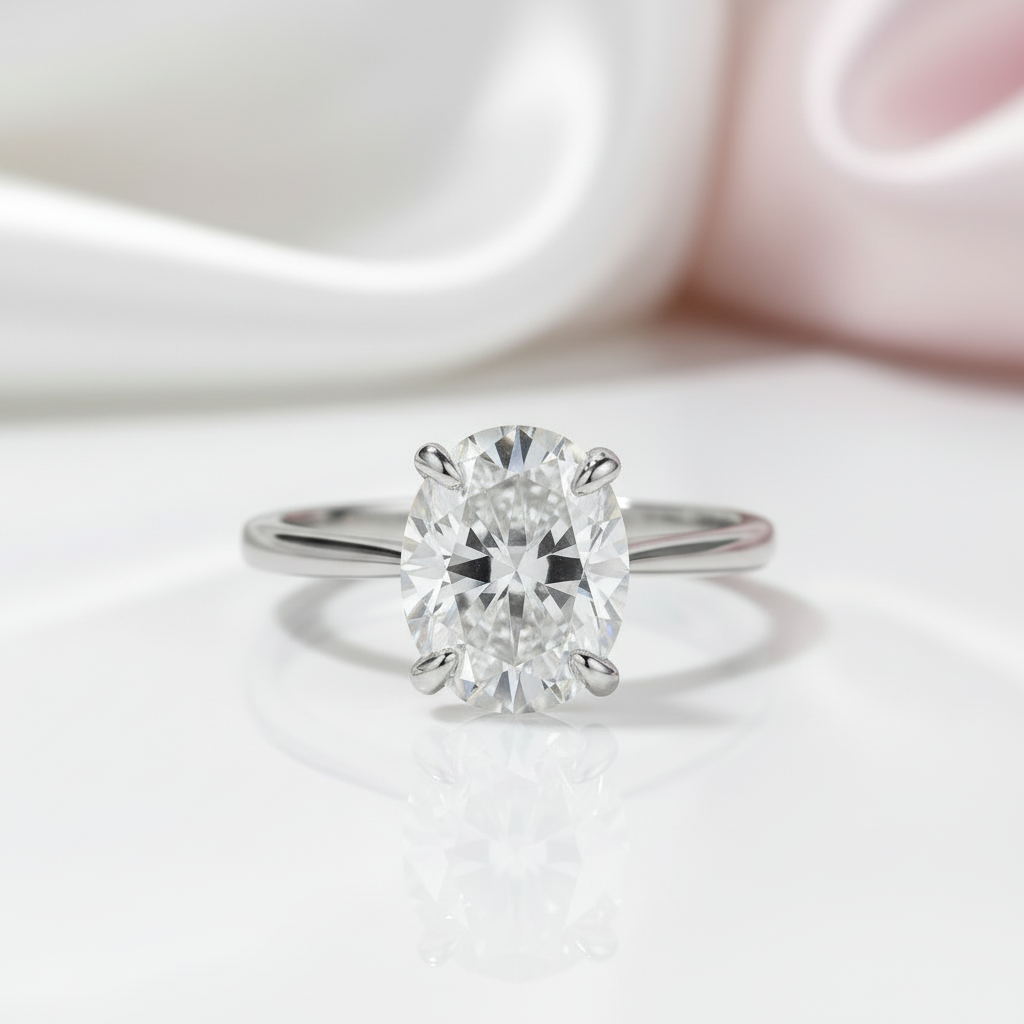 10k Solid Gold Oval Diamond Option Engagement Ring-Black Diamonds New York