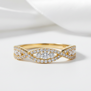 10k Yellow Gold Round Cut Diamond Option Twist Wedding Band-Black Diamonds New York