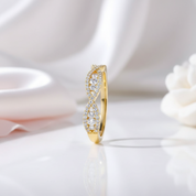 10k Yellow Gold Round Cut Diamond Option Twist Wedding Band-Black Diamonds New York