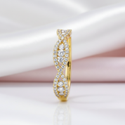 10k Yellow Gold Round Cut Diamond Option Twist Wedding Band-Black Diamonds New York
