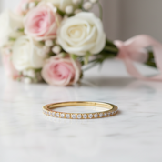 10k Solid Gold Stackable Diamond Option Wedding Band-Black Diamonds New York