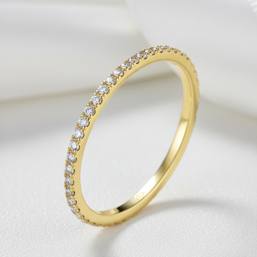 10k Solid Gold Stackable Diamond Option Wedding Band-Black Diamonds New York