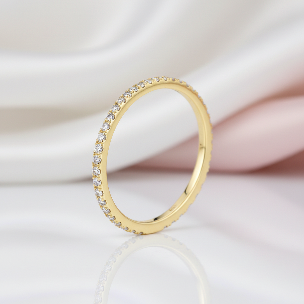10k Solid Gold Stackable Diamond Option Wedding Band-Black Diamonds New York