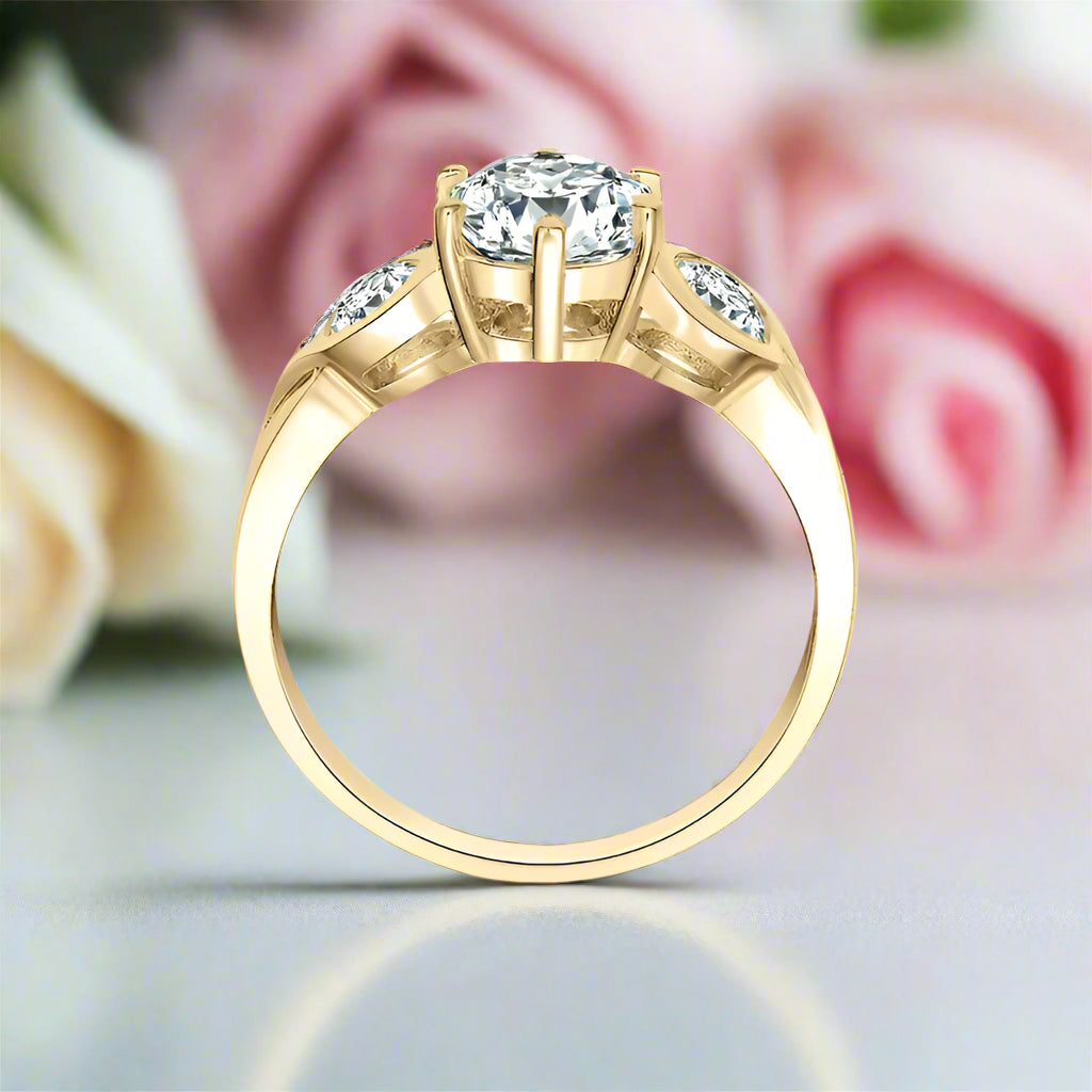 10k Solid Gold Three Stone Round Diamond Engagement Ring-Black Diamonds New York