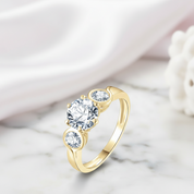 10k Solid Gold Three Stone Round Diamond Option Engagement Ring-Black Diamonds New York