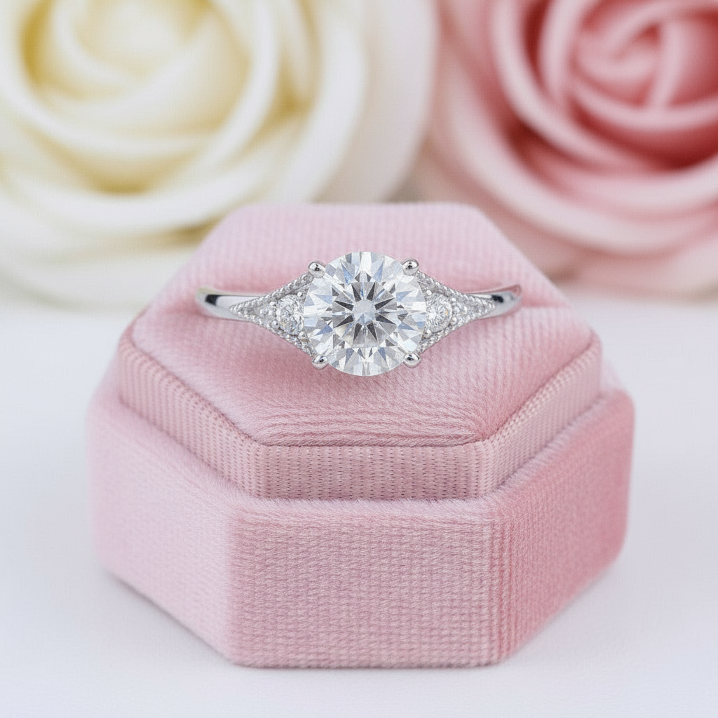 10k White Gold 1.5 Ct Diamond Engagement Ring-Black Diamonds New York