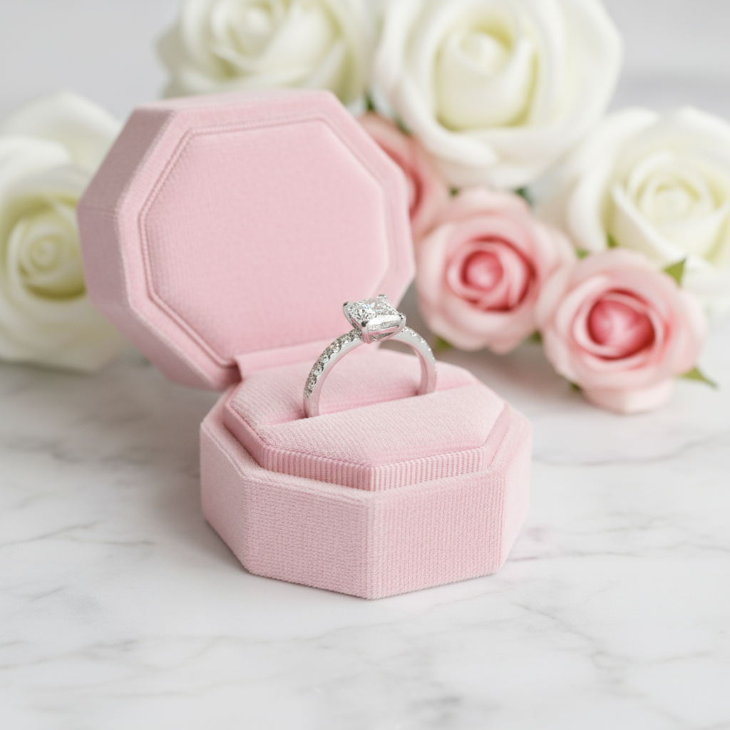 10k White Gold 1.0 Ct Princess Cut Diamond Engagement Ring-Black Diamonds New York