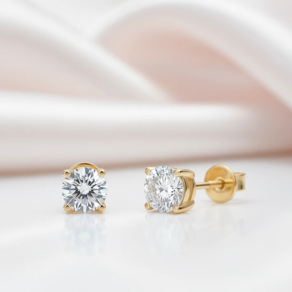 10k Yellow Gold 0.5 Ct Round Diamond Option Stud Earrings-Black Diamonds New York