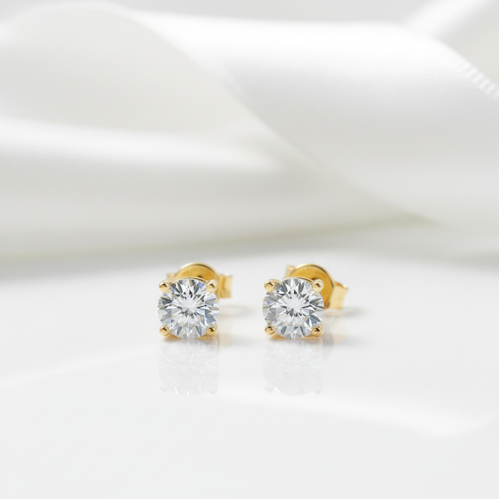 10k Yellow Gold 0.5 Ct Round Diamond Option Stud Earrings-Black Diamonds New York