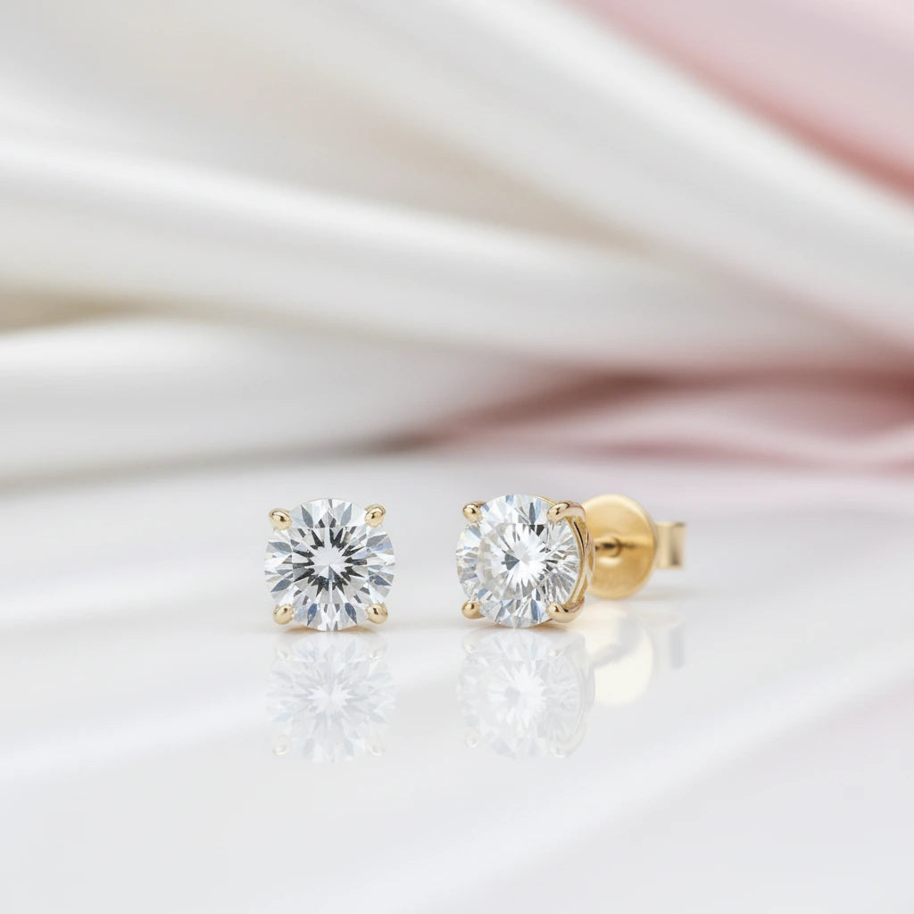 10k Yellow Gold 0.8 Ct Round Cut Diamond Option Stud Earrings-Black Diamonds New York