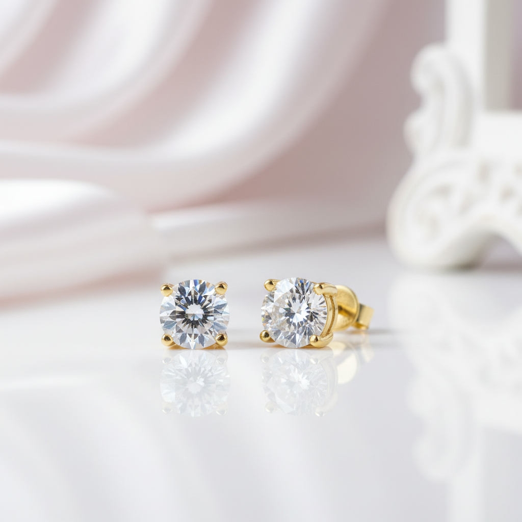 10k Yellow Gold 1.2 Ct Diamond Option Stud Earrings-Black Diamonds New York
