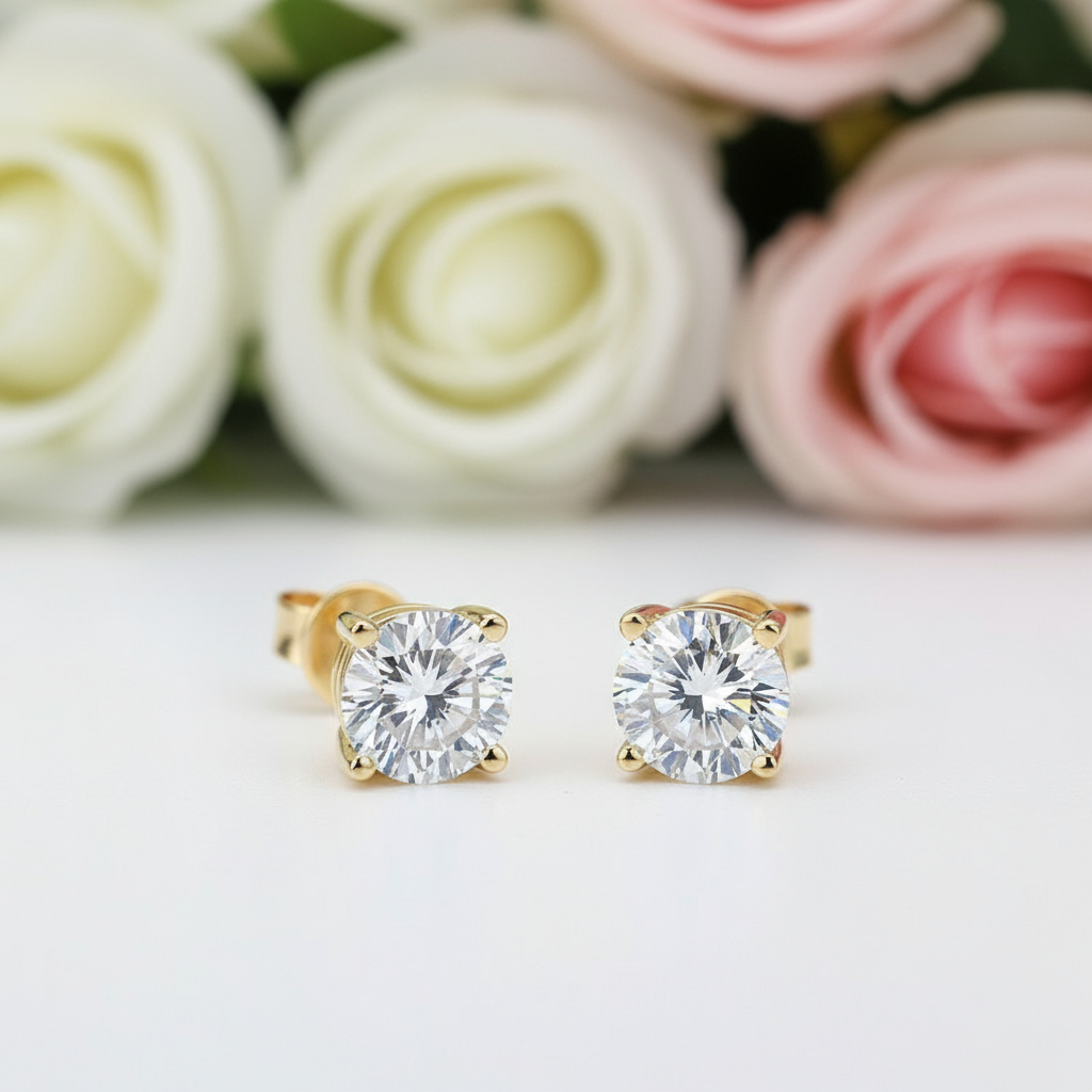 10k Yellow Gold 1.2 Ct Diamond Stud Earrings-Black Diamonds New York