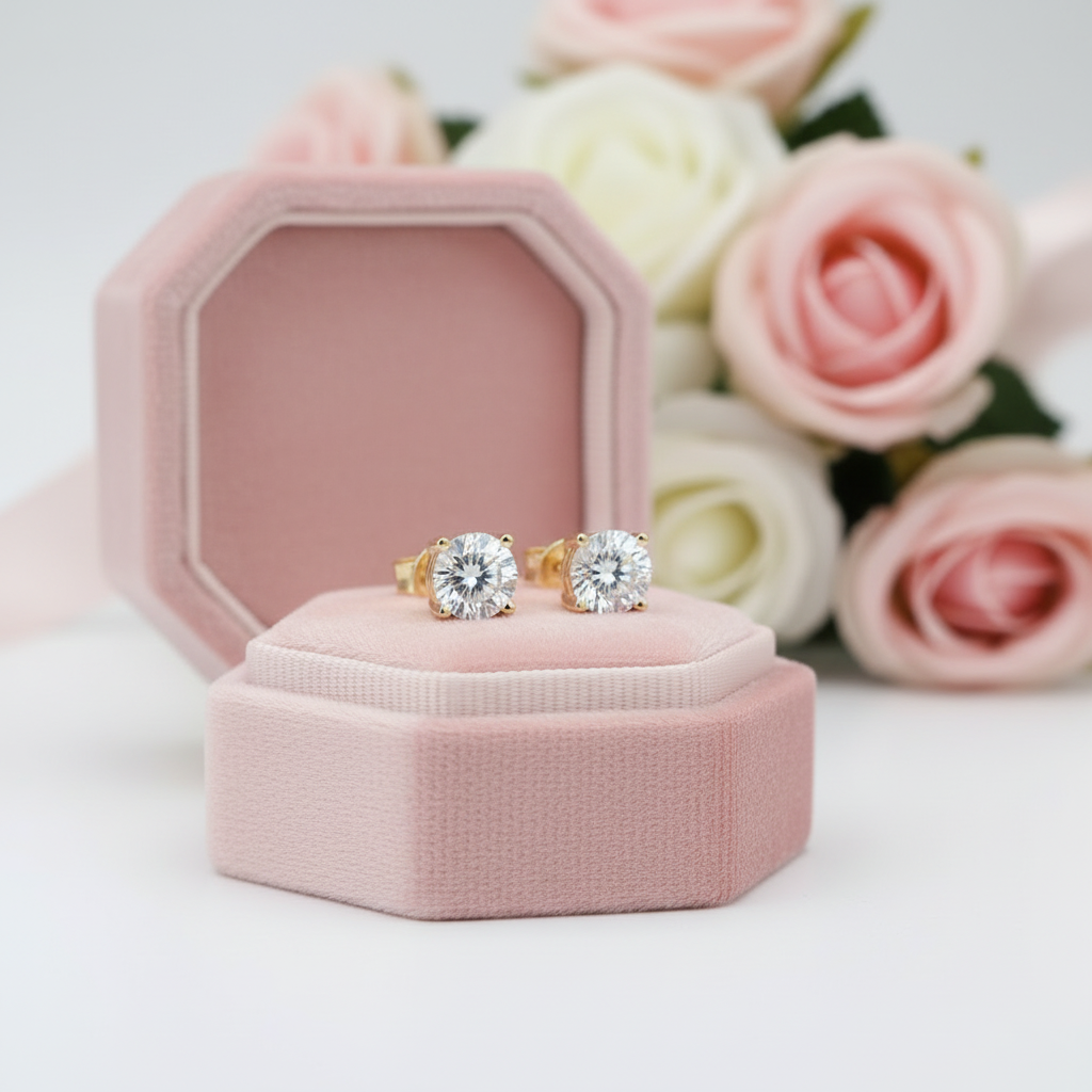 10k Yellow Gold 1.2 Ct Diamond Option Stud Earrings-Black Diamonds New York