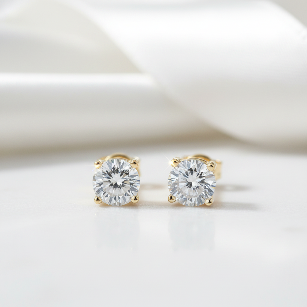 10k Yellow Gold 1.2 Ct Diamond Option Stud Earrings-Black Diamonds New York
