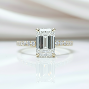 10K Yellow Gold 2CT 6*9mm Emerald Cut Diamond Engagement Ring-Black Diamonds New York