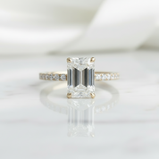 10K Yellow Gold 2CT 6*9mm Emerald Cut Diamond Engagement Ring-Black Diamonds New York