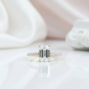 10K Yellow Gold 2CT 6*9mm Emerald Cut Diamond Engagement Ring-Black Diamonds New York