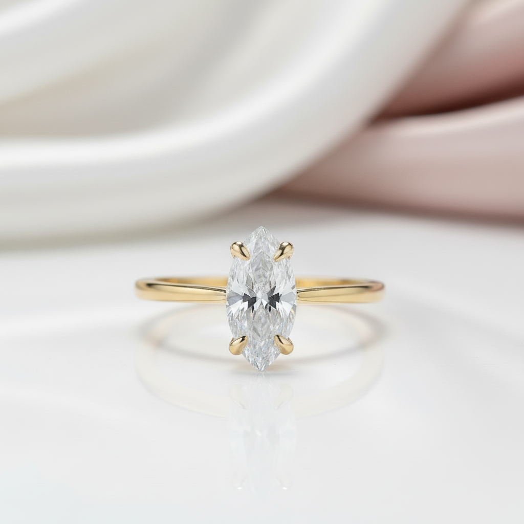 10K Yellow Gold Marquise Cut Diamond Option Ring-Black Diamonds New York