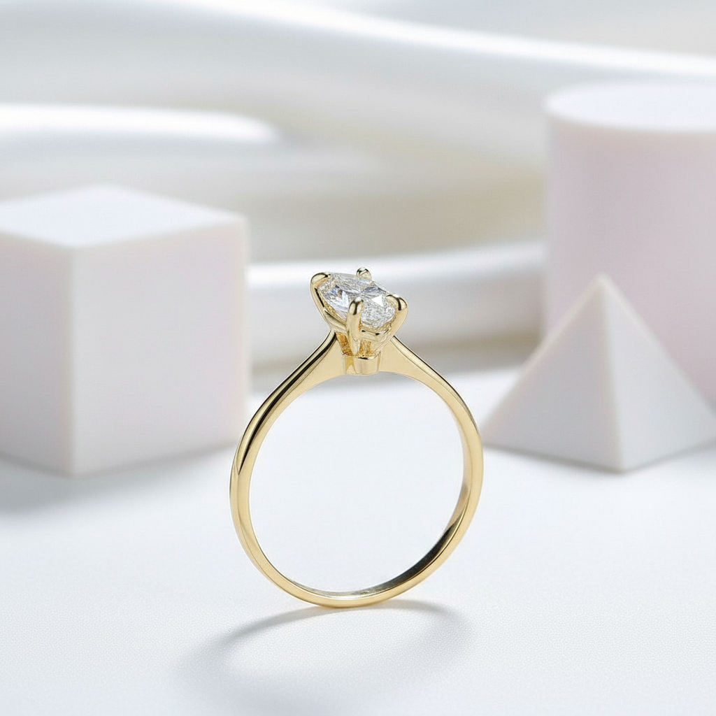 10K Yellow Gold Marquise Cut Diamond Ring-Black Diamonds New York