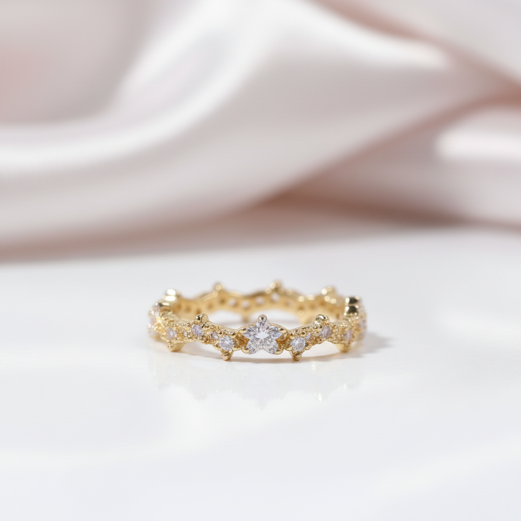 10k Yellow Gold Diamond Option Stackable Wedding Band-Black Diamonds New York