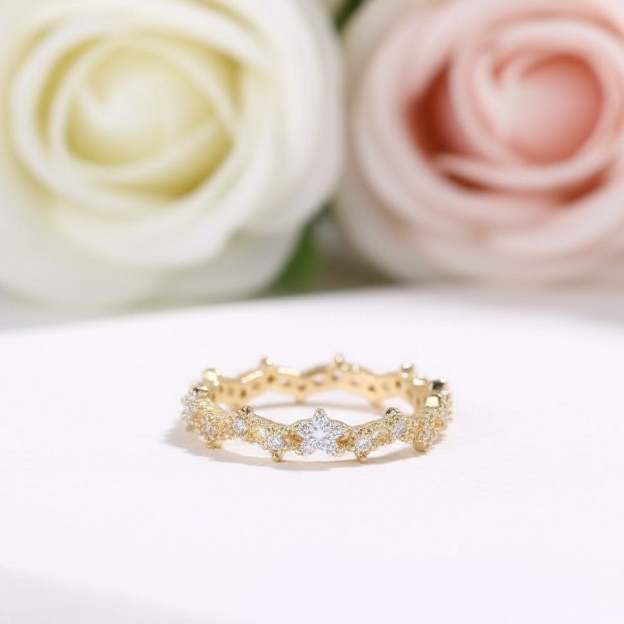 10k Yellow Gold Diamond Stackable Wedding Band-Black Diamonds New York