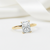 10k Yellow Gold Radiant Cut Diamond Option Solitaire Engagement Ring-Black Diamonds New York