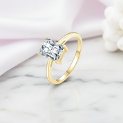 10k Yellow Gold Radiant Cut Diamond Option Solitaire Engagement Ring-Black Diamonds New York