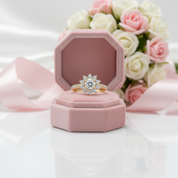 10k Yellow Gold Round Diamond Option Sunflower Shaped Engagement Ring-Black Diamonds New York