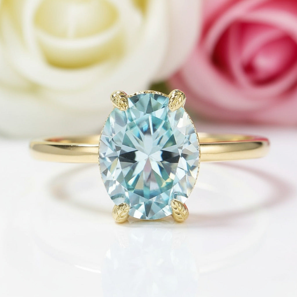 10k Yellow Gold Solitaire Diamond Engagement Ring-Black Diamonds New York