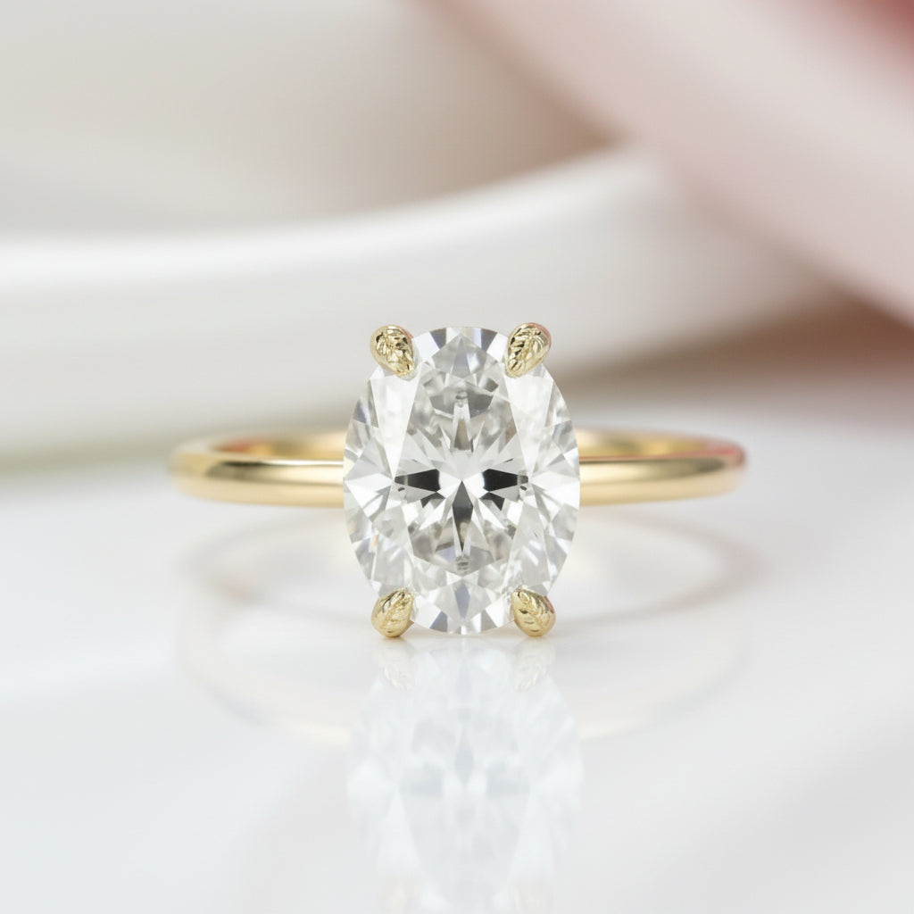 10k Yellow Gold Solitaire Diamond Engagement Ring-Black Diamonds New York