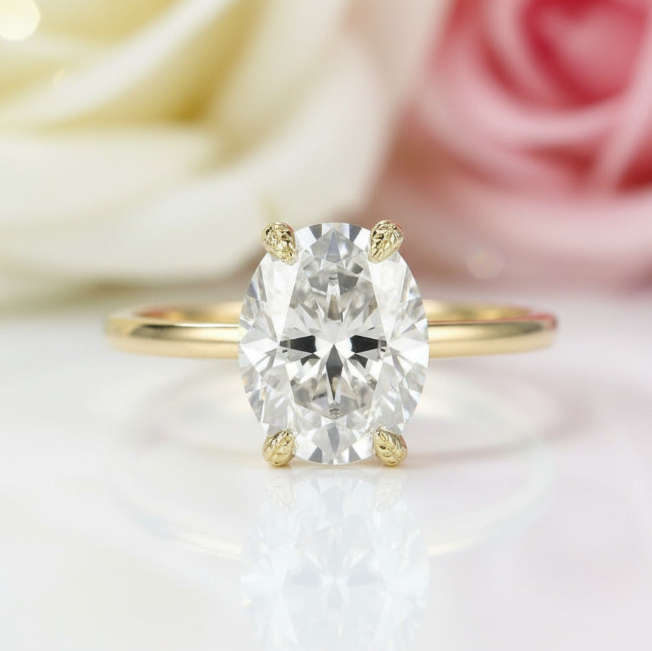10k Yellow Gold Solitaire Diamond Engagement Ring-Black Diamonds New York