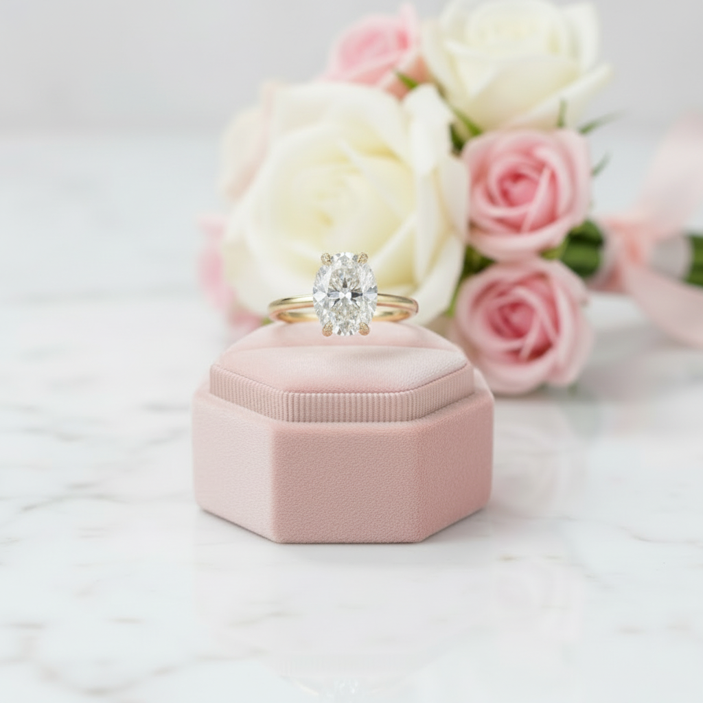 10k Yellow Gold Solitaire Diamond Engagement Ring-Black Diamonds New York