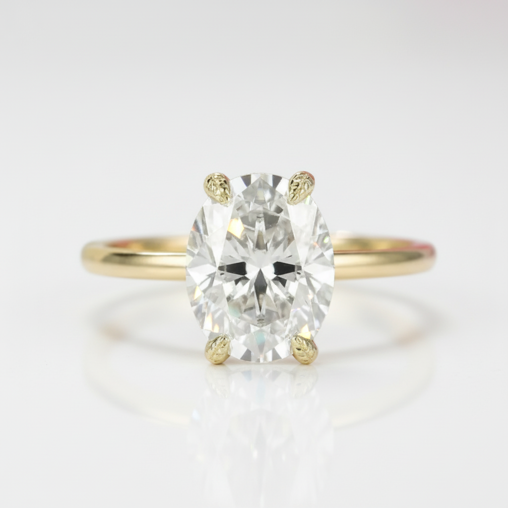 10k Yellow Gold Solitaire Diamond Option Engagement Ring-Black Diamonds New York