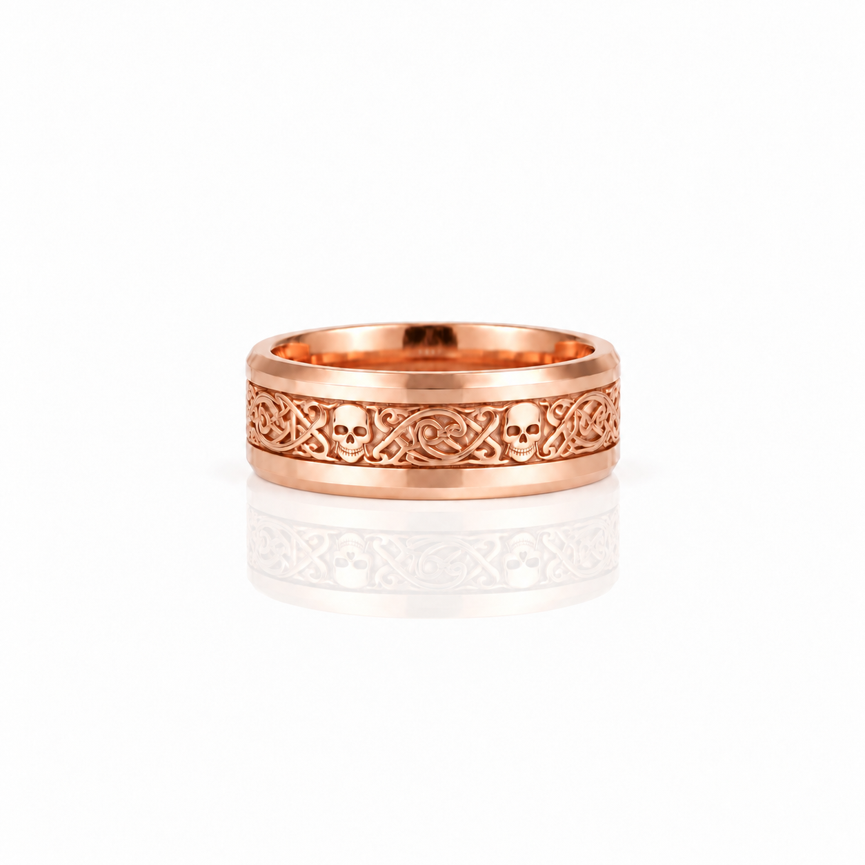 10k Gold Celtic Skull Wedding Band-Black Diamonds New York