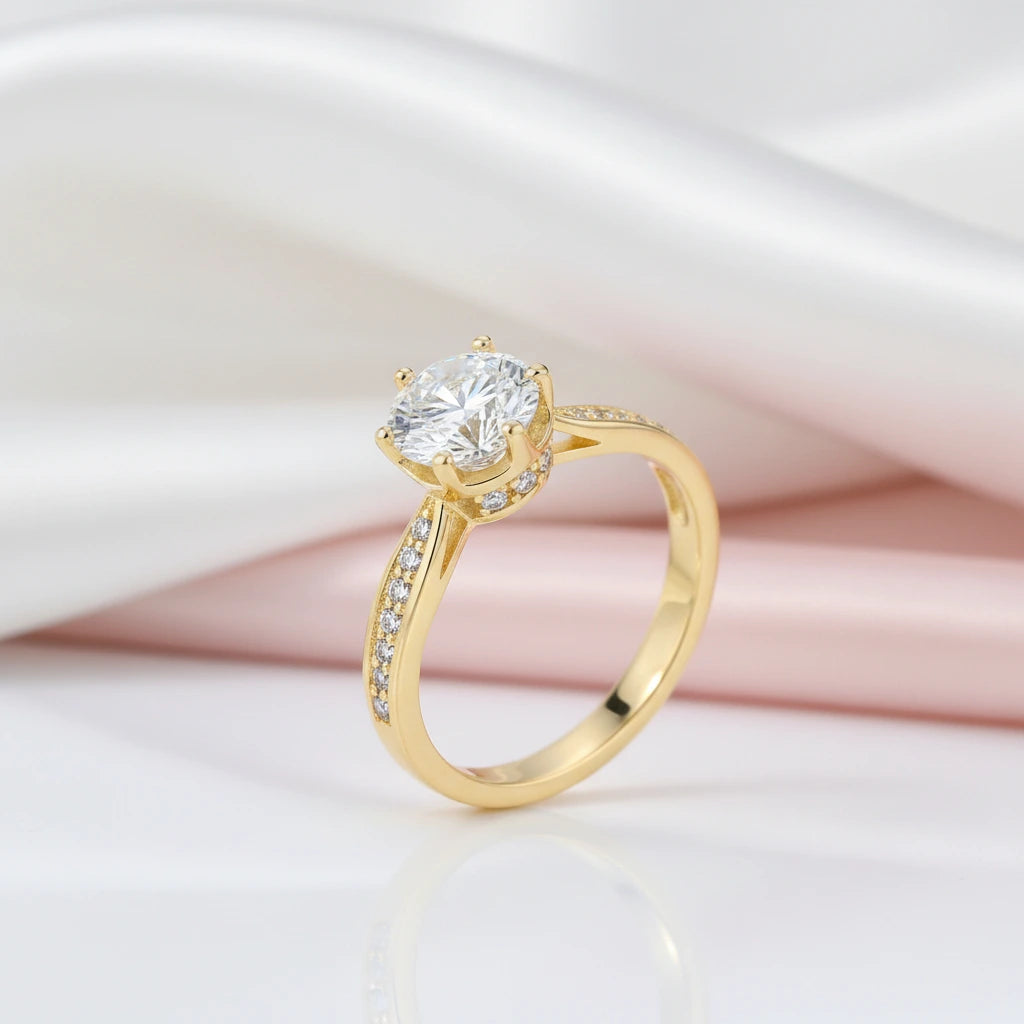 10K Solid Gold 1.0 Ct Diamond Option Engagement Ring-Black Diamonds New York