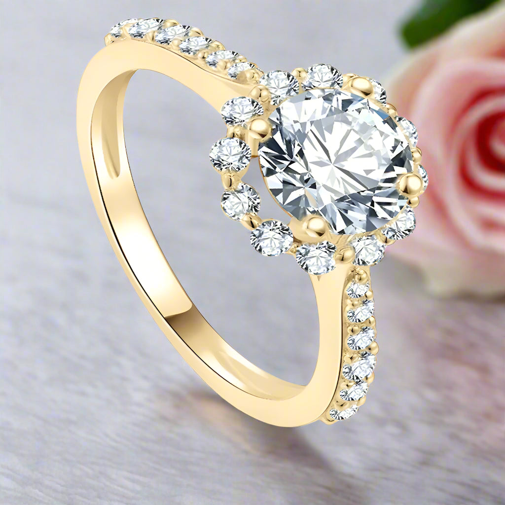 10k Solid Gold 1.0 Ct Round Cut Diamond Engagement Ring-Black Diamonds New York