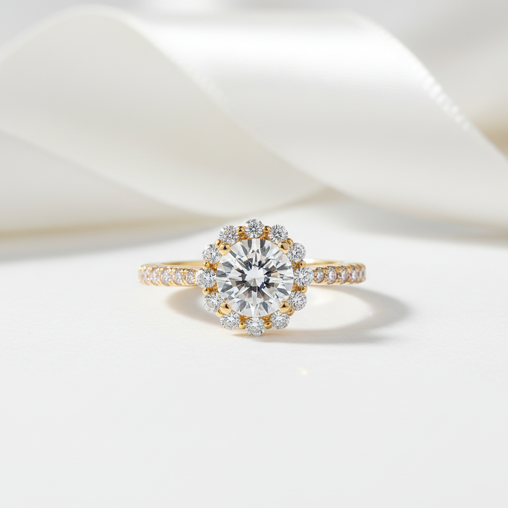 10k Solid Gold 1.0 Ct Round Cut Diamond Option Engagement Ring-Black Diamonds New York