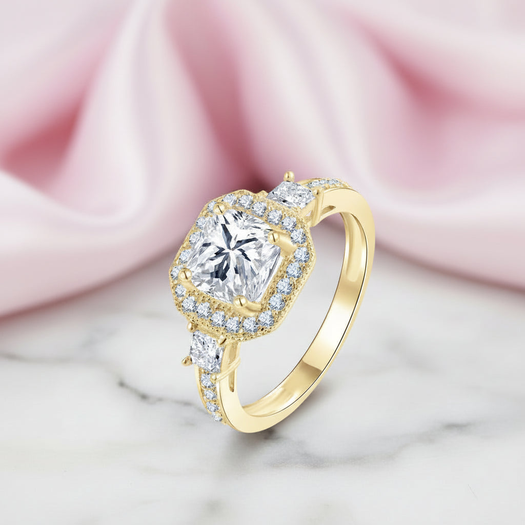 10k Solid Gold 2.0 Ct Cushion Cut Diamond Option Engagement Ring-Black Diamonds New York